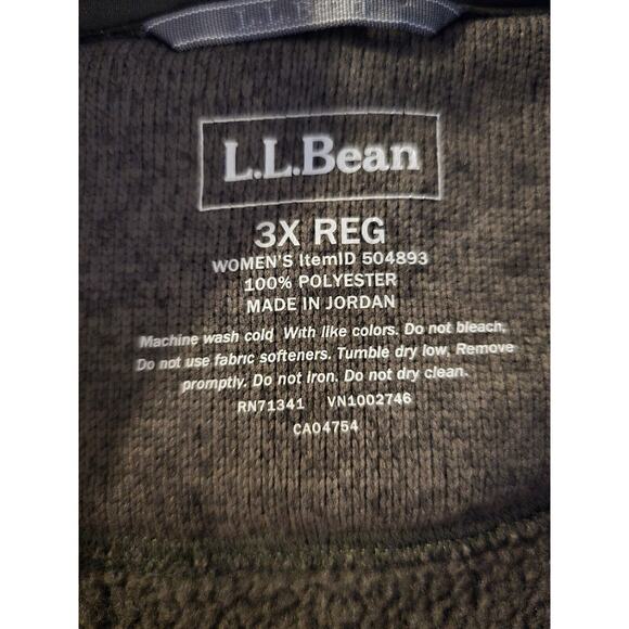 LL Bean Jacket Men's 3X Gray Fleece Full Zip Coat - Picture 6 of 9